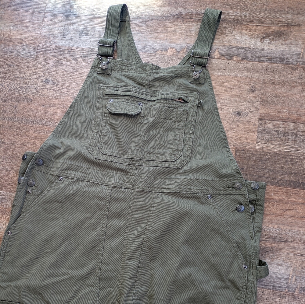 Duluth Trading Women's DuluthFlex Fire Hose Bib Overalls Vintage Green XXL x 31 - Picture 12 of 16